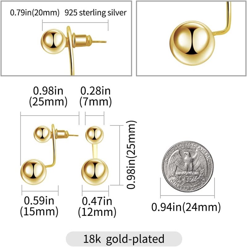 Surrounded Forest Store Double Ball Jacket Earrings for Women Front Back 2 in 1 Stud Earrings Pearl Ball Earrings - Image 1